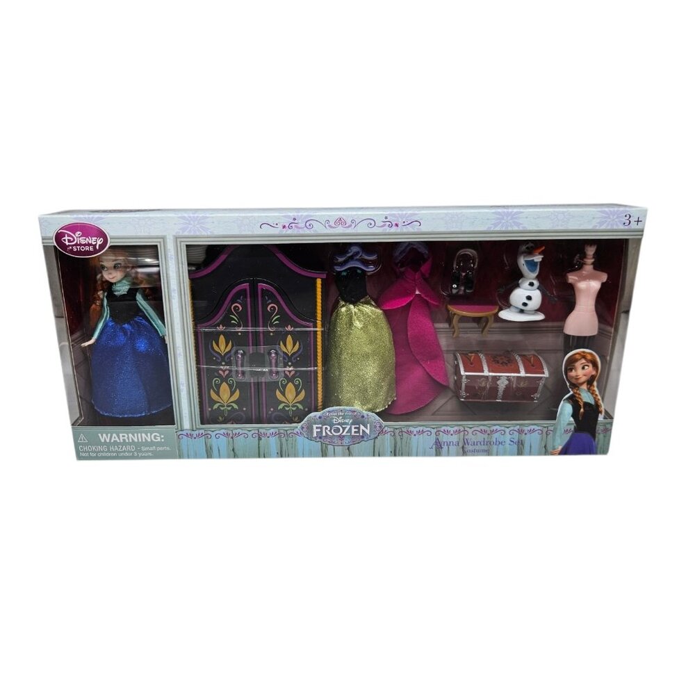 Disney Store Frozen Anna Wardrobe Set 5" Doll Dresser Clothes w/ Olaf NEW SEALED
